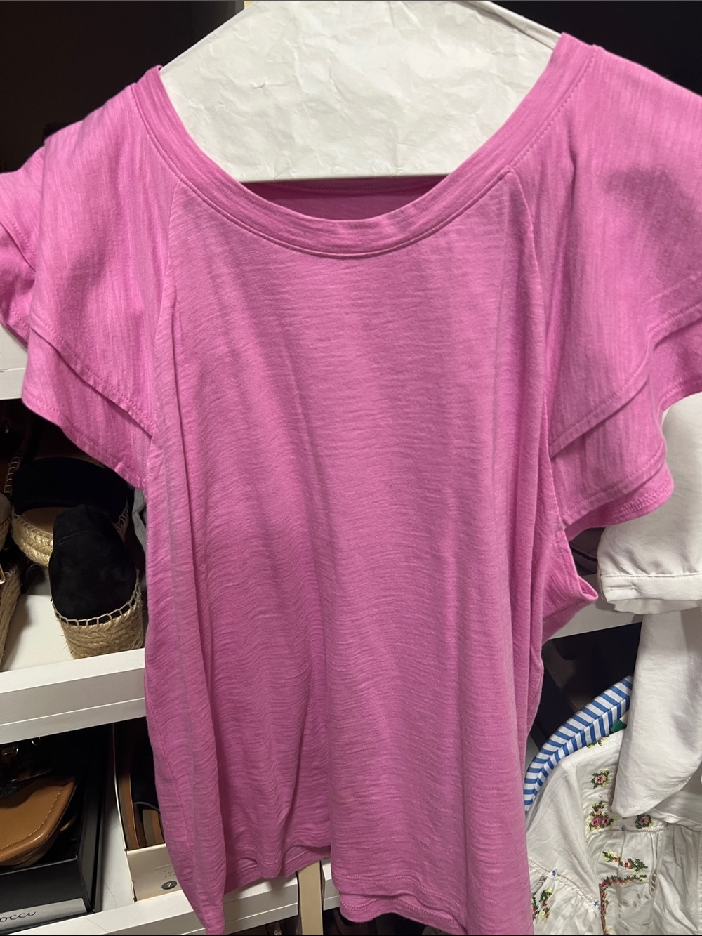 GAP Pink Ruffle Short Sleeve Tee